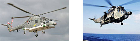 Hubschrauber vom Typ Sea Lynx MK 88A und Sea King MK 41
